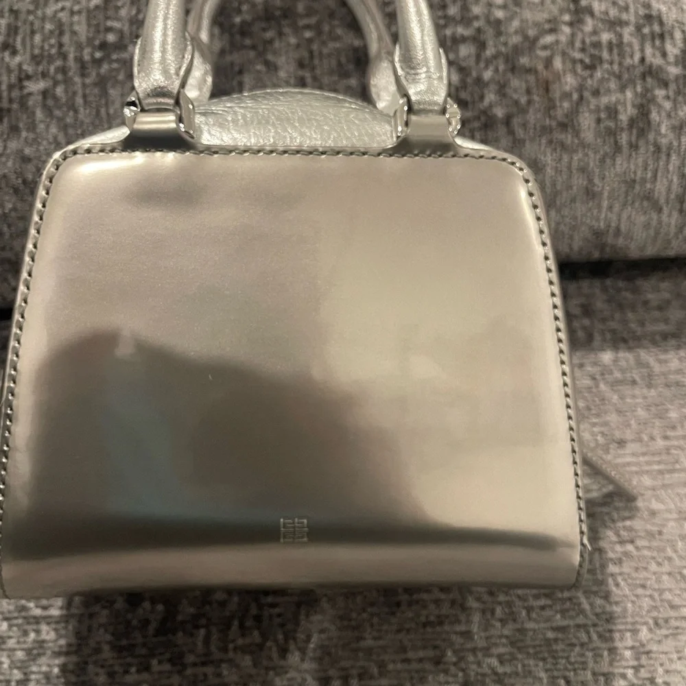 Givenchy Silver Antigona Nano Bag with Polished Hardware